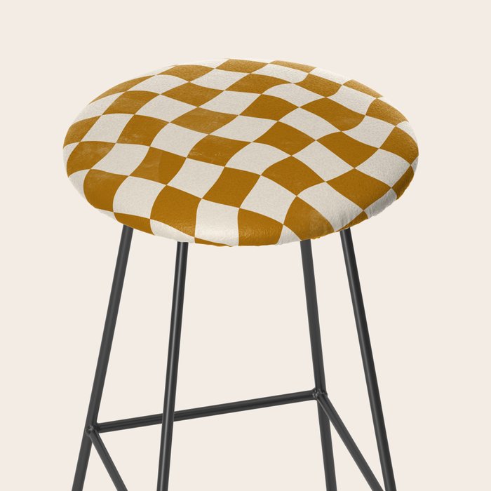 Warped Checkerboard - Gold Orange Stool Gallery Image 2