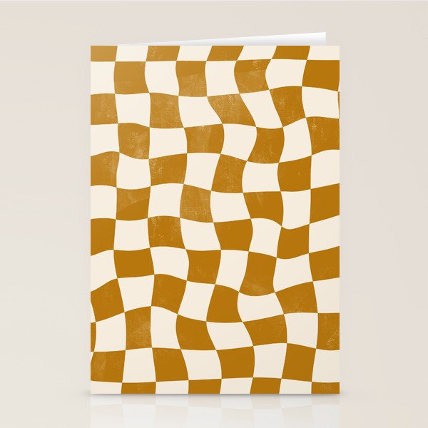 Warped Checkerboard - Gold Orange Stationery Card Gallery Image 1