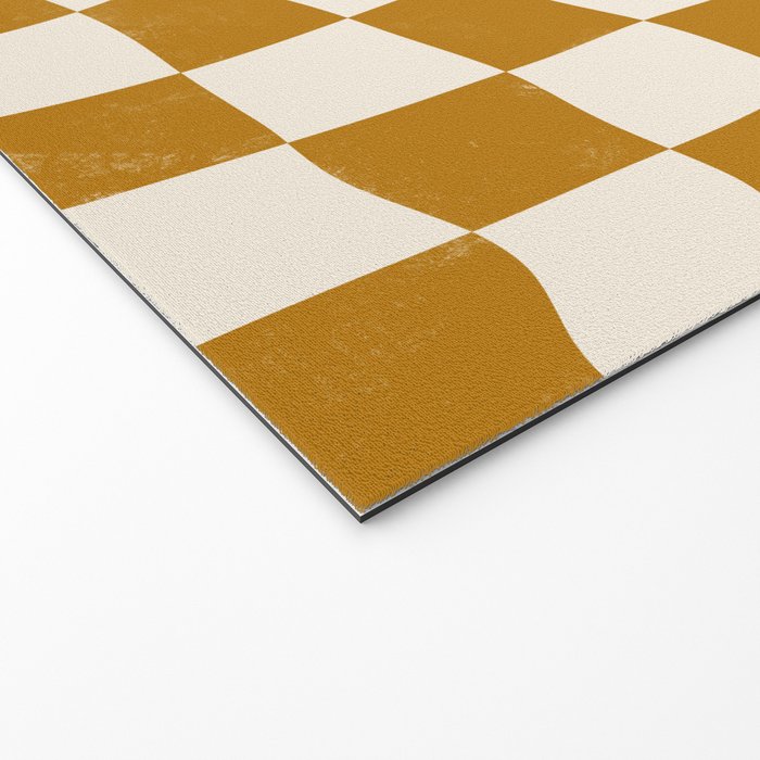 Warped Checkerboard - Gold Orange Welcome Mat Gallery Image 2