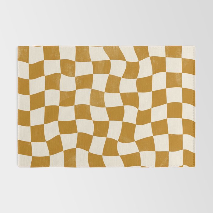 Warped Checkerboard - Gold Orange Rug Gallery Image 2