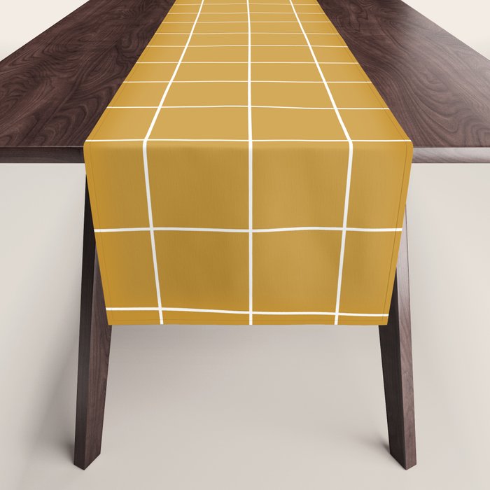 Hand Drawn Grid Golden Table Runner Gallery Image 1