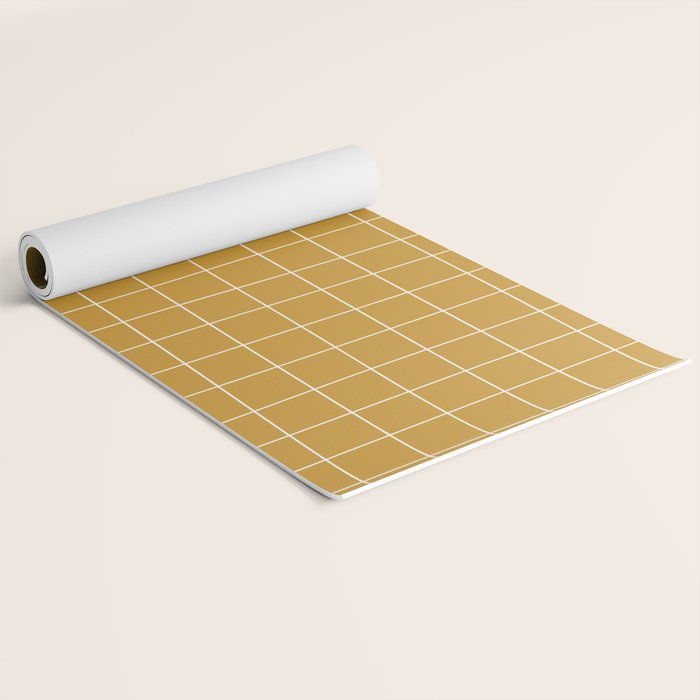 Hand Drawn Grid Golden Yoga Mat Gallery Image 2