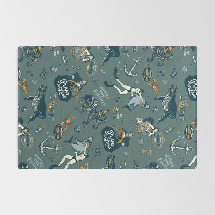 Vintage Ocean Pattern Rug Gallery Image 2