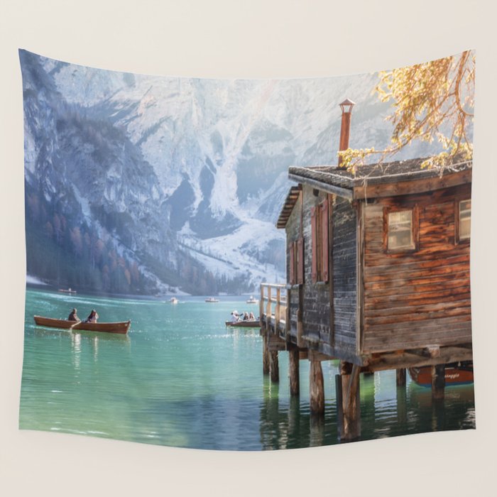 Lake Braies in Autumn - Dolomites Nature Photography Print Wall Tapestry Gallery Image 4