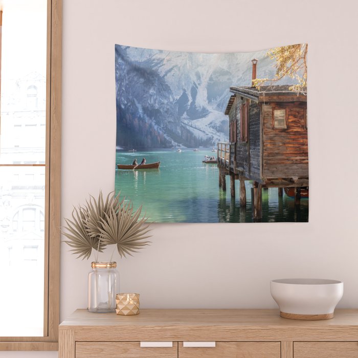 Lake Braies in Autumn - Dolomites Nature Photography Print Wall Tapestry Gallery Image 2
