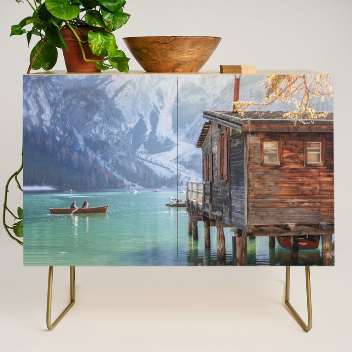 Lake Braies in Autumn - Dolomites Nature Photography Print Credenza Gallery Image 1