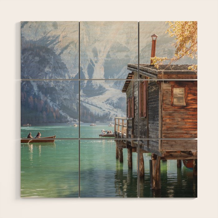 Lake Braies in Autumn - Dolomites Nature Photography Print Wood Wall Art Gallery Image 1