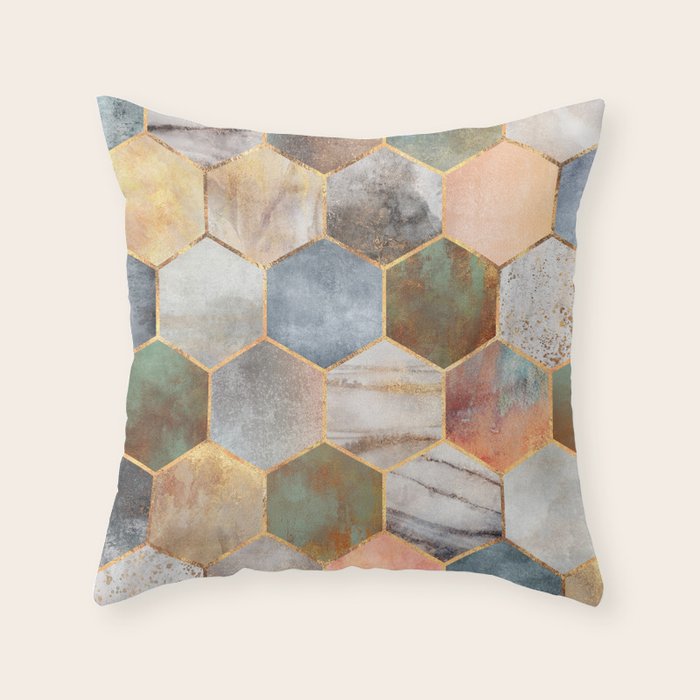 Pretty Hexagons Throw Pillow Gallery Image 1