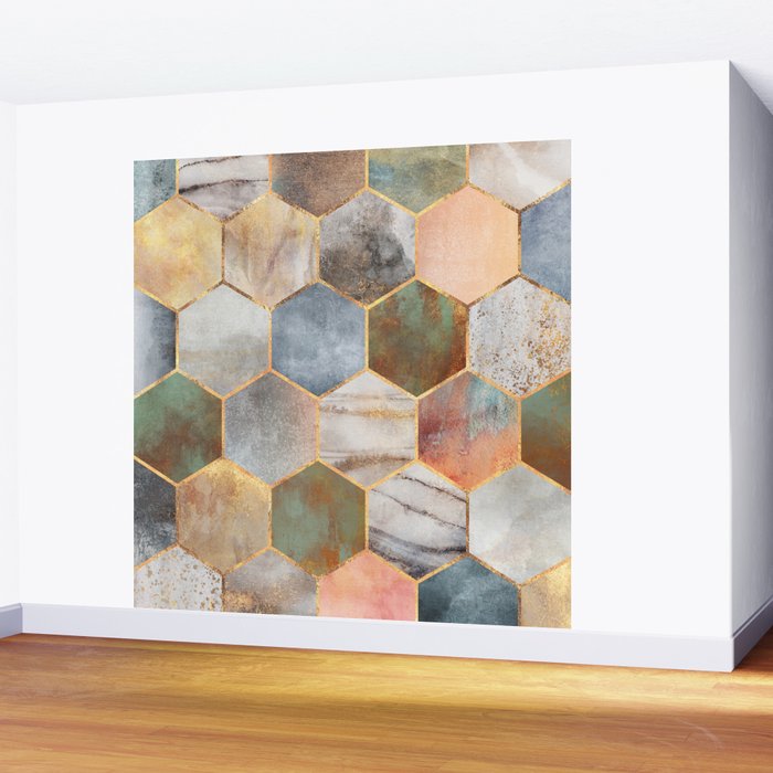 Pretty Hexagons Wall Mural Gallery Image 2