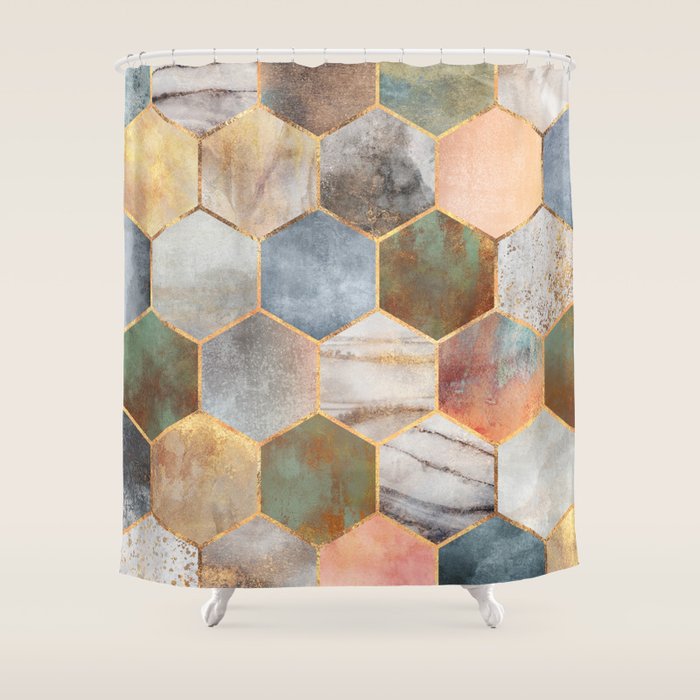 Pretty Hexagons Shower Curtain Gallery Image 1