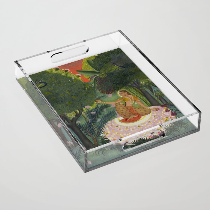 Indian Princess In Bird Garden Acrylic Tray Gallery Image 1