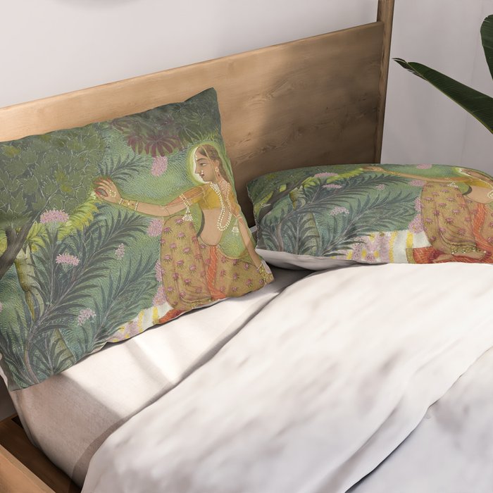 Indian Princess In Bird Garden Pillow Sham Gallery Image 2