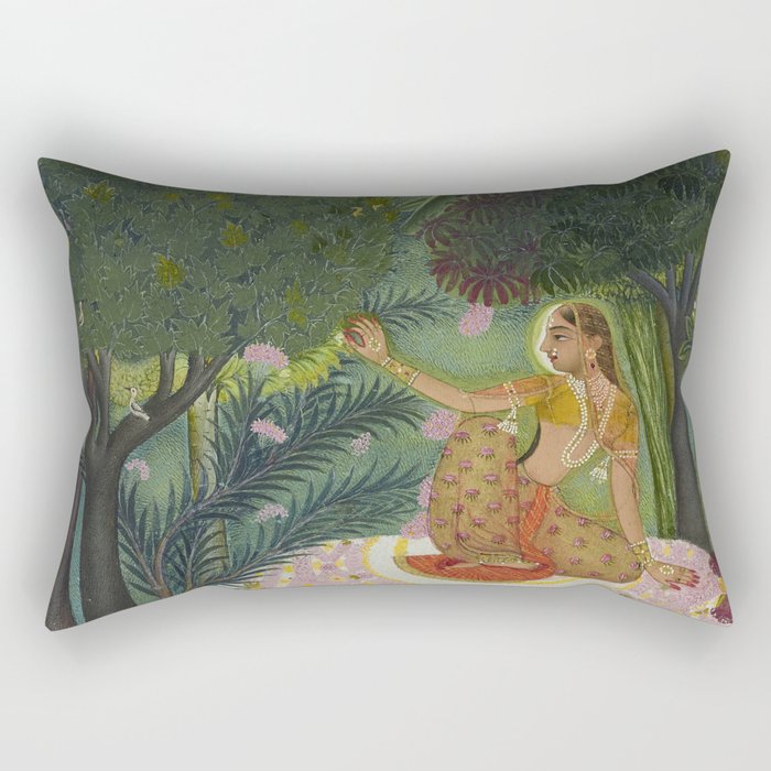 Indian Princess In Bird Garden Rectangular Pillow Gallery Image 2