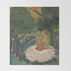 Indian Princess In Bird Garden Throw Blanket Gallery Image 2