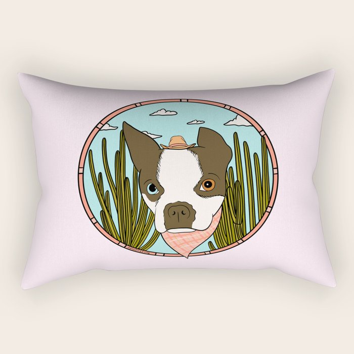 Cowboy Dog- Clover Boston Rectangular Pillow Gallery Image 1