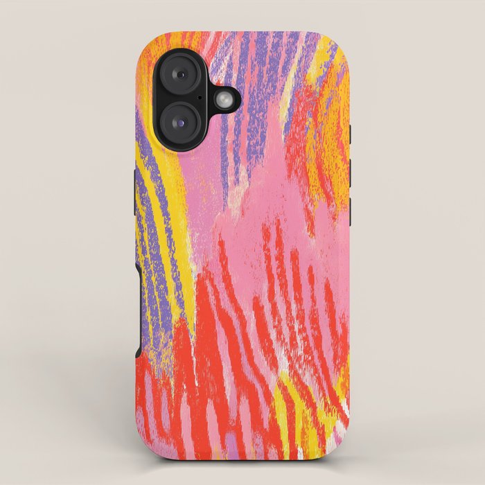 Electric Dopamine Burst Vibrant Abstract Pattern in Hot Pink, Red, Yellow iPhone Case Gallery Image 1