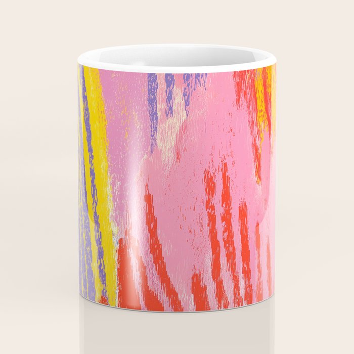 Electric Dopamine Burst Vibrant Abstract Pattern in Hot Pink, Red, Yellow Coffee Mug Gallery Image 4