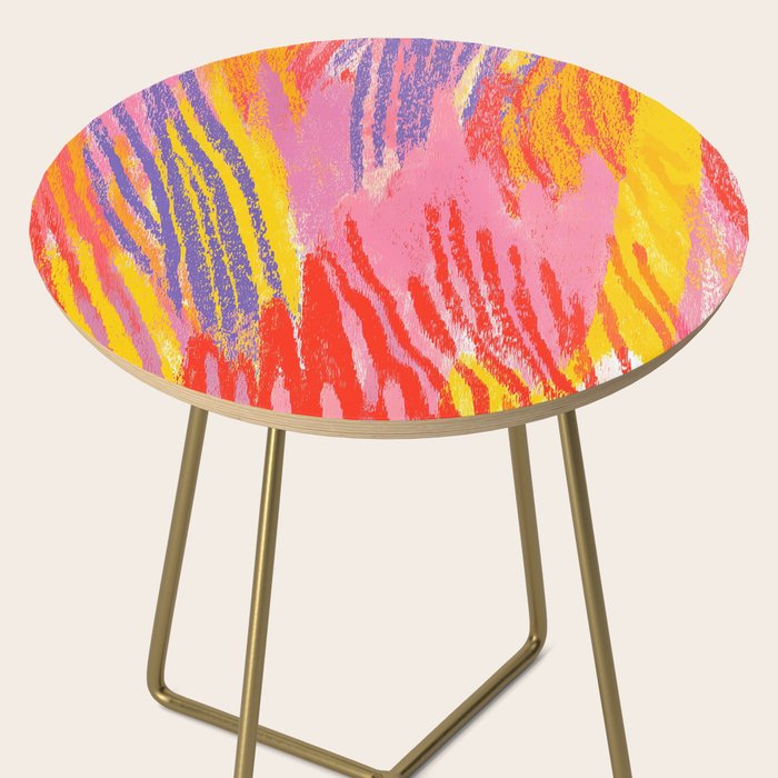 Electric Dopamine Burst Vibrant Abstract Pattern in Hot Pink, Red, Yellow Side Table Gallery Image 2