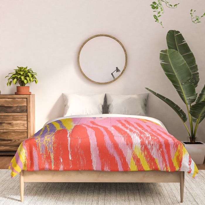 Electric Dopamine Burst Vibrant Abstract Pattern in Hot Pink, Red, Yellow Comforter Gallery Image 3