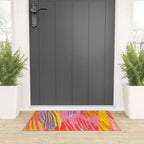 Electric Dopamine Burst Vibrant Abstract Pattern in Hot Pink, Red, Yellow Welcome Mat Gallery Image 3