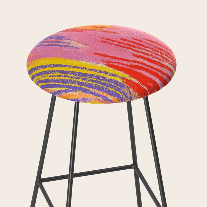 Electric Dopamine Burst Vibrant Abstract Pattern in Hot Pink, Red, Yellow Stool Gallery Image 2