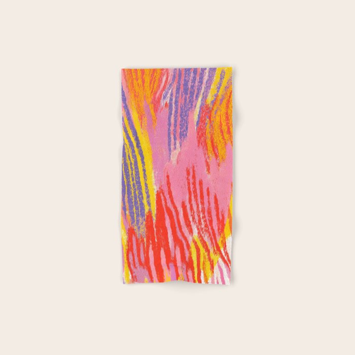 Electric Dopamine Burst Vibrant Abstract Pattern in Hot Pink, Red, Yellow Bath Towel Gallery Image 1
