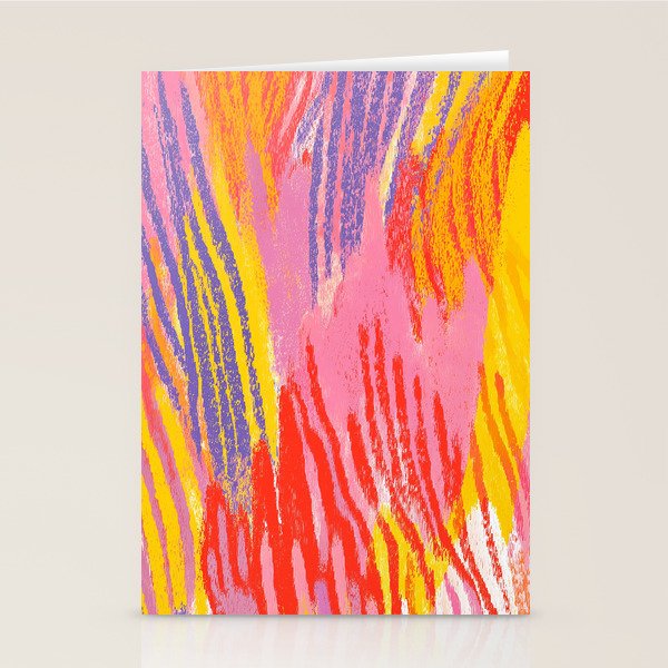 Electric Dopamine Burst Vibrant Abstract Pattern in Hot Pink, Red, Yellow Stationery Card Gallery Image 1