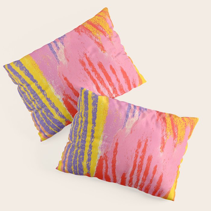 Electric Dopamine Burst Vibrant Abstract Pattern in Hot Pink, Red, Yellow Pillow Sham Gallery Image 3
