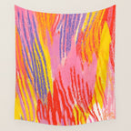 Electric Dopamine Burst Vibrant Abstract Pattern in Hot Pink, Red, Yellow Wall Tapestry Gallery Image 4