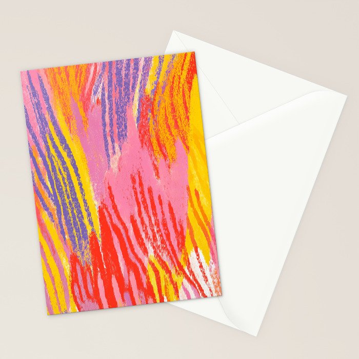 Electric Dopamine Burst Vibrant Abstract Pattern in Hot Pink, Red, Yellow Stationery Card Gallery Image 2