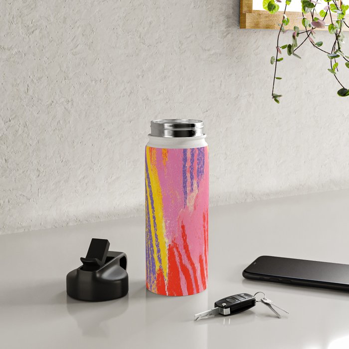 Electric Dopamine Burst Vibrant Abstract Pattern in Hot Pink, Red, Yellow Water Bottle Gallery Image 4
