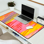 Electric Dopamine Burst Vibrant Abstract Pattern in Hot Pink, Red, Yellow Desk Mat Gallery Image 2