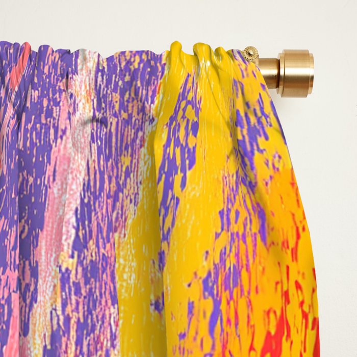 Electric Dopamine Burst Vibrant Abstract Pattern in Hot Pink, Red, Yellow Window Curtain Gallery Image 2