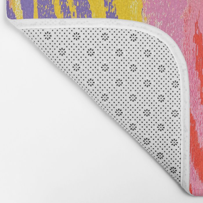 Electric Dopamine Burst Vibrant Abstract Pattern in Hot Pink, Red, Yellow Bath Mat Gallery Image 2