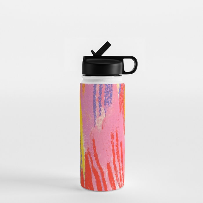 Electric Dopamine Burst Vibrant Abstract Pattern in Hot Pink, Red, Yellow Water Bottle Gallery Image 1