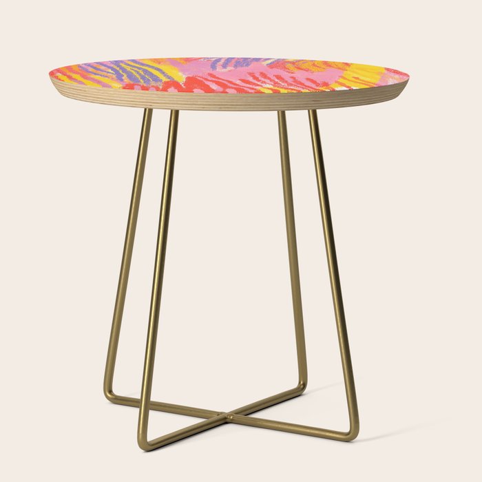 Electric Dopamine Burst Vibrant Abstract Pattern in Hot Pink, Red, Yellow Side Table Gallery Image 1