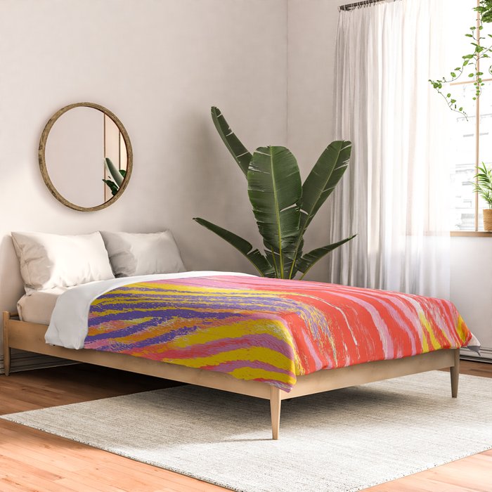 Electric Dopamine Burst Vibrant Abstract Pattern in Hot Pink, Red, Yellow Comforter Gallery Image 2