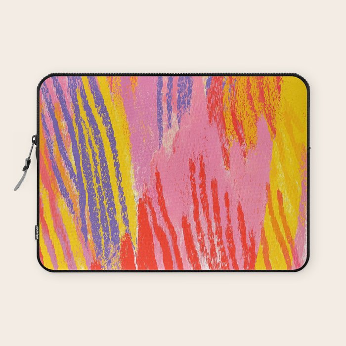 Electric Dopamine Burst Vibrant Abstract Pattern in Hot Pink, Red, Yellow Laptop Sleeve Gallery Image 1
