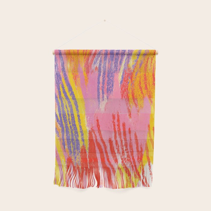 Electric Dopamine Burst Vibrant Abstract Pattern in Hot Pink, Red, Yellow Wall Hanging Gallery Image 1
