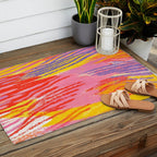 Electric Dopamine Burst Vibrant Abstract Pattern in Hot Pink, Red, Yellow Outdoor Rug Gallery Image 2