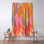 Electric Dopamine Burst Vibrant Abstract Pattern in Hot Pink, Red, Yellow Window Curtain Gallery Image 5