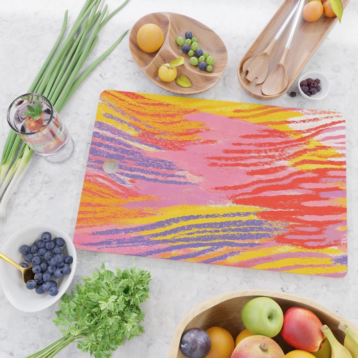 Electric Dopamine Burst Vibrant Abstract Pattern in Hot Pink, Red, Yellow Cutting Board Gallery Image 2