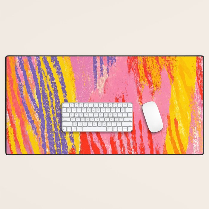 Electric Dopamine Burst Vibrant Abstract Pattern in Hot Pink, Red, Yellow Desk Mat Gallery Image 1