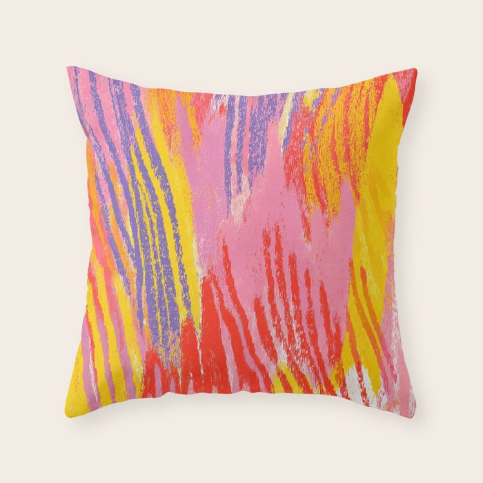 Electric Dopamine Burst Vibrant Abstract Pattern in Hot Pink, Red, Yellow Throw Pillow Gallery Image 6