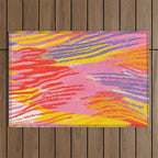 Electric Dopamine Burst Vibrant Abstract Pattern in Hot Pink, Red, Yellow Outdoor Rug Gallery Image 1