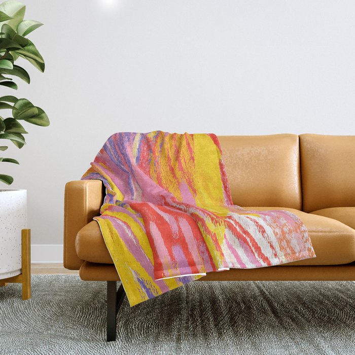 Electric Dopamine Burst Vibrant Abstract Pattern in Hot Pink, Red, Yellow Throw Blanket Gallery Image 1