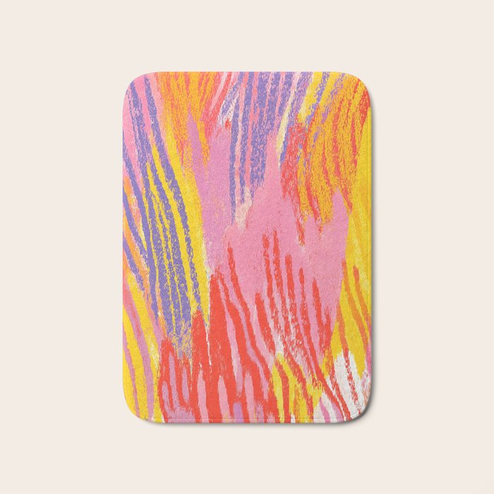 Electric Dopamine Burst Vibrant Abstract Pattern in Hot Pink, Red, Yellow Bath Mat Gallery Image 1