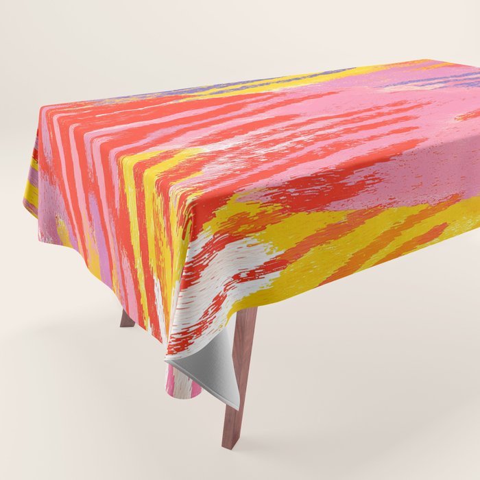Electric Dopamine Burst Vibrant Abstract Pattern in Hot Pink, Red, Yellow Tablecloth Gallery Image 1