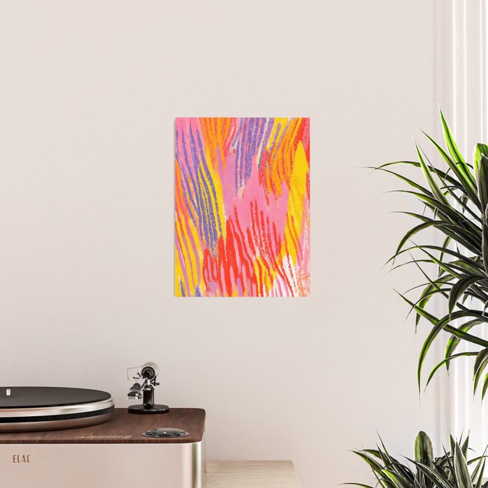 Electric Dopamine Burst Vibrant Abstract Pattern in Hot Pink, Red, Yellow Poster Gallery Image 2