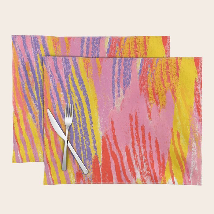 Electric Dopamine Burst Vibrant Abstract Pattern in Hot Pink, Red, Yellow Placemat Gallery Image 1